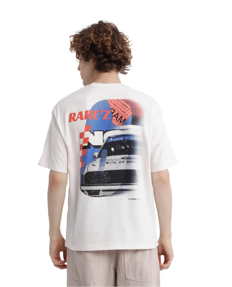 Rare Rabbit Men's Oversized Graphic And Hd Print T-Shirt