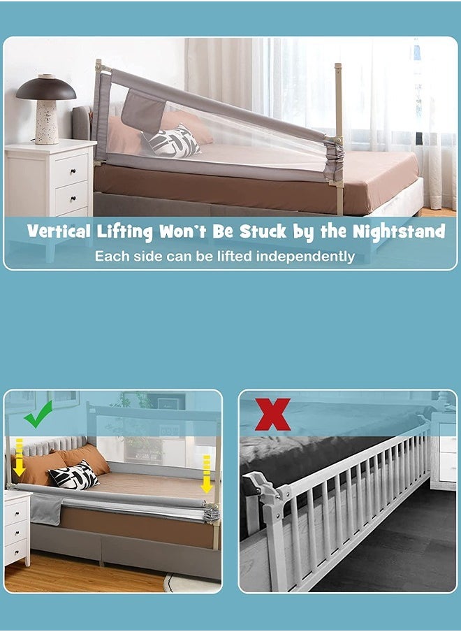 BAYBEE BAYBEE 180x63cm Baby Bed Rail Guard for Baby Toddlers Safety, Portable Kids Bedrail Safeguard Bed Fence Barrier with Adjustable Height Foldable Single Side Bed Protector for Newborn Baby Falling Blue  - Image 5
