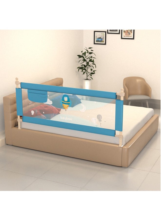 BAYBEE BAYBEE 180x63cm Baby Bed Rail Guard for Baby Toddlers Safety, Portable Kids Bedrail Safeguard Bed Fence Barrier with Adjustable Height Foldable Single Side Bed Protector for Newborn Baby Falling Blue  - Image 1