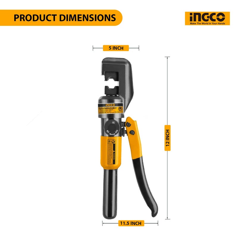 INGCO INGCO HHCT0170 Hydraulic Crimping Tool Cable Cutter Hydraulic Cable Lug Crimper Electrical Power Wires Suitable for Professional Work Tool Kit Heavy Duty Box with Die - Image 3