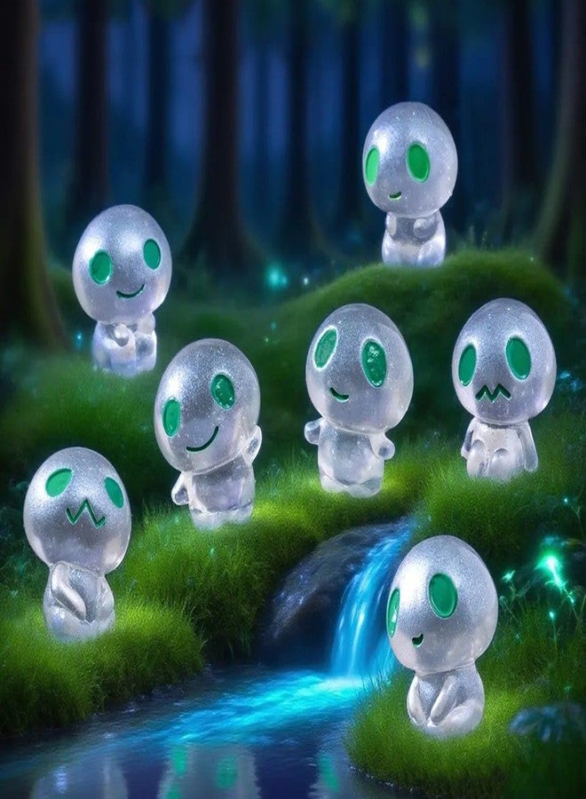 VRB Dec 7 Pcs Miniature Showpiece Set for Home Decor,Car Dashboard,Valentine,Living Room,Gifts Figurines,Cake Decoration Items,Figurines for Home Decor. (7 pcs Glowing Alien Miniature) - Image 1