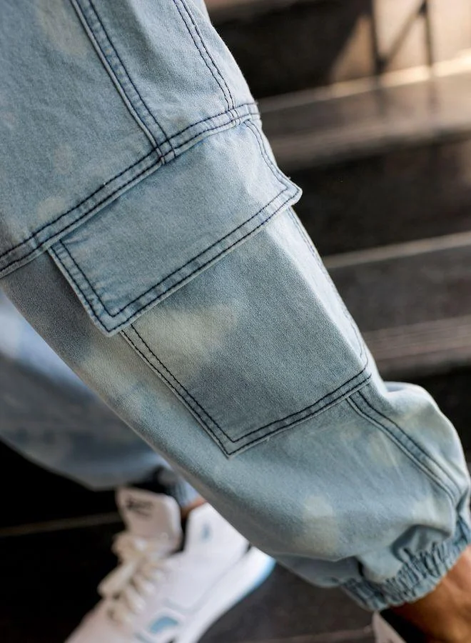 The Indian Garage Co  Men Loose Fit Solid Mid-Rise Stretchable Denim Joggers for Men | Best Price UAE