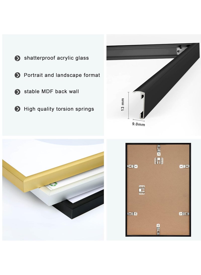 A4 photo frame, 2-pack 21x30cm black Aluminium picture frame, certificate frame for wall mounting or table display, set of 2  - Image 2