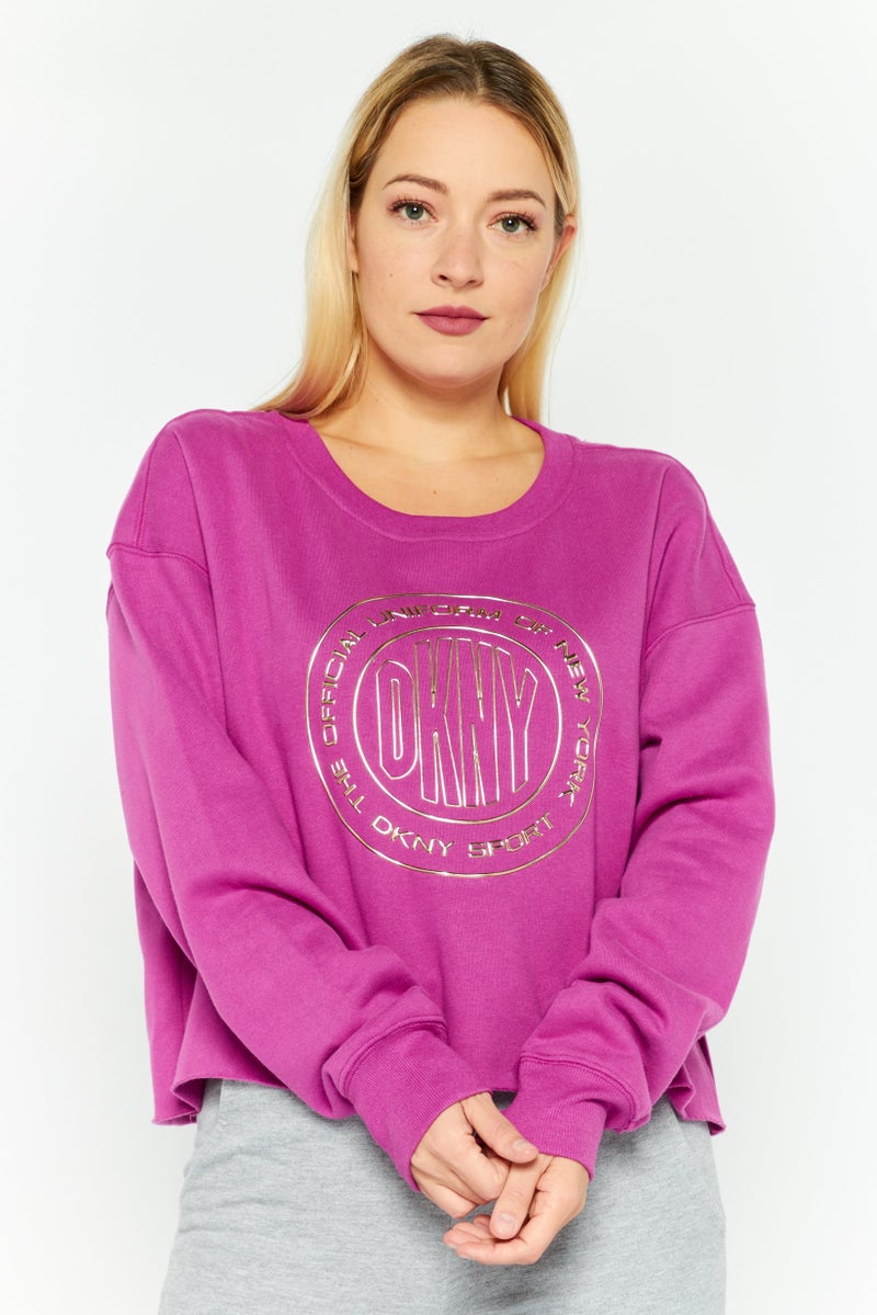DKNY Sport Women Sportswear Fit Long Sleeves Outdoor Top, Purple - Image 1