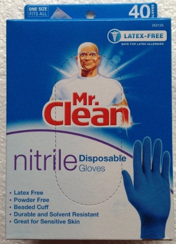 Mr Clean MR. CLEAN Latex Free & Powder Free Nitrile Disposable Cleaning Gloves Durable Solvent Resistant (1) - Image 1