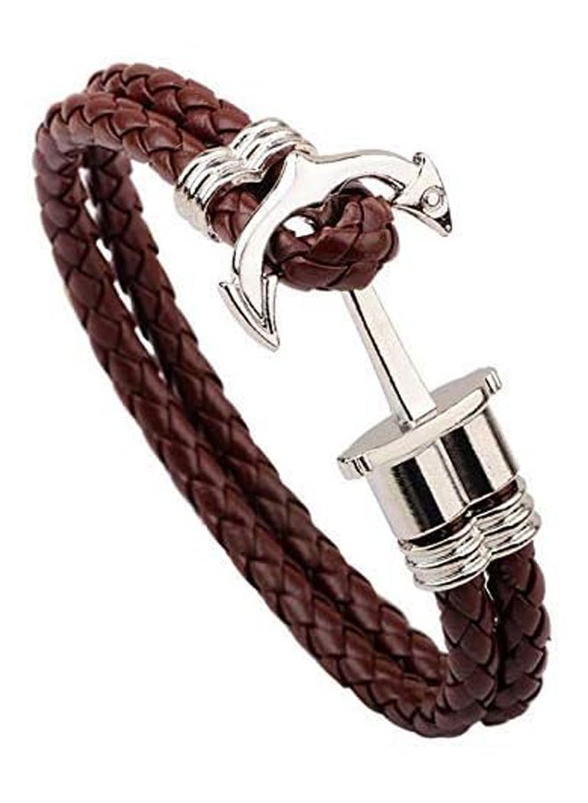 Boat anchor Braided black Leather men Bracelet mb20bl, One Size, Leather, Without Stones - Image 2