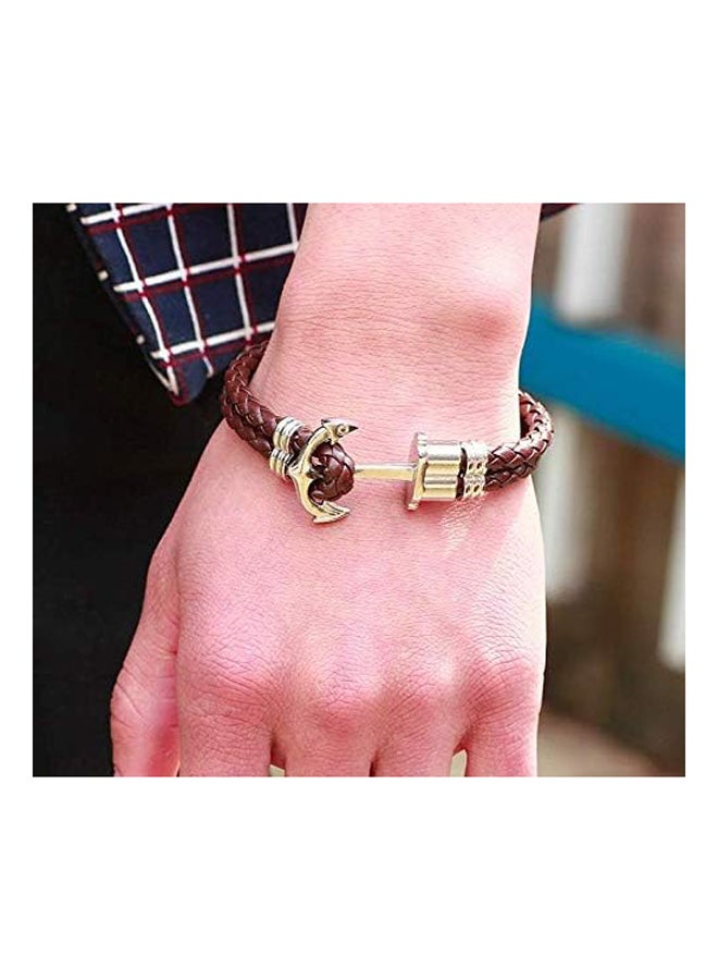 Boat anchor Braided black Leather men Bracelet mb20bl, One Size, Leather, Without Stones - Image 4