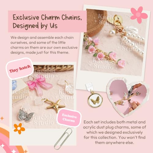 KACIOLA STUDIO 8PCS Inserts Set for E-reader, 6 Type C Charms and 2 Charm Chain with 50PCS Stickers for E-reader, 6.9"x4.8" Insert Vintage Flower Theme for Paper White11th/12th, Gifts for Booklovers - Image 5