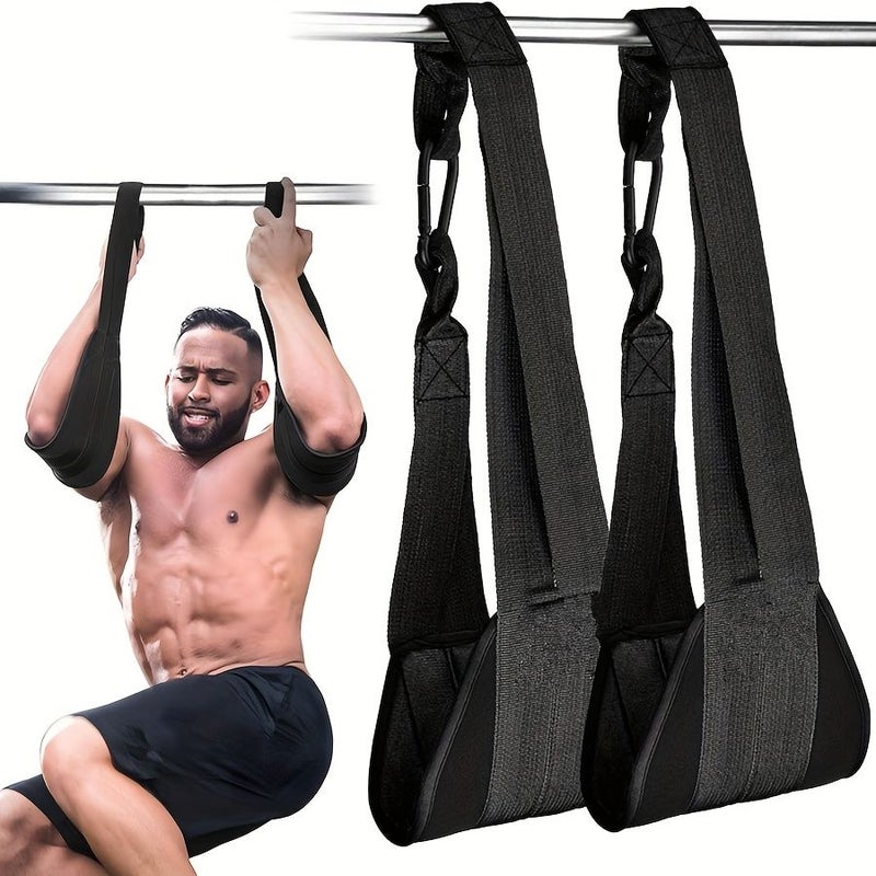 Red Abdominal Exercise Belt For Pull Up Bar And Core Training Padded Arm Strap With Rust Resistant Carabiners Home Gym Workout Gear Pair - Image 1