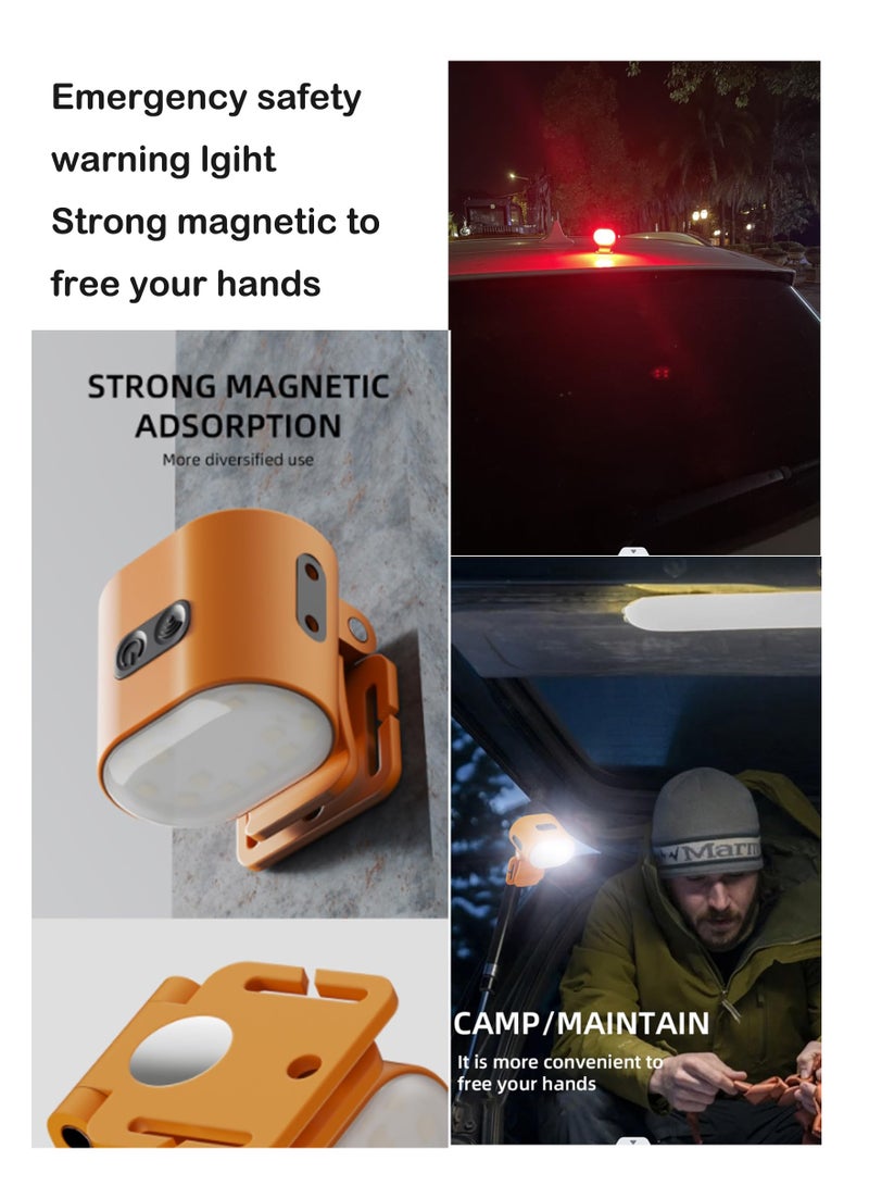 Rechargeable Clip-On Hard Hat Light with Dimmable Magnet, Waterproof Design for Camping, Running, Hunting, Cycling, Fishing, and Emergency Use (Orange) - Image 3