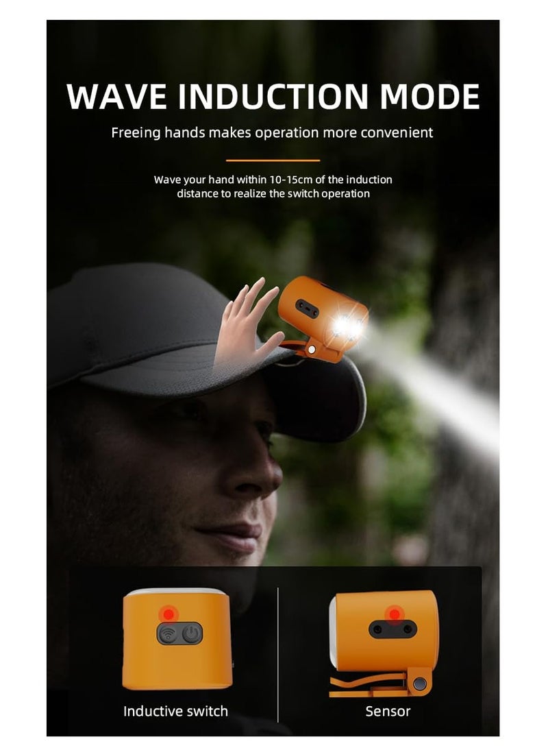 Rechargeable Clip-On Hard Hat Light with Dimmable Magnet, Waterproof Design for Camping, Running, Hunting, Cycling, Fishing, and Emergency Use (Orange) - Image 4