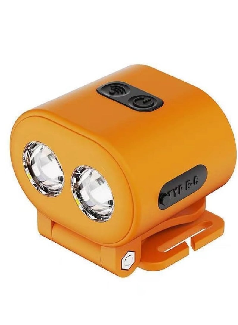 Rechargeable Clip-On Hard Hat Light with Dimmable Magnet, Waterproof Design for Camping, Running, Hunting, Cycling, Fishing, and Emergency Use (Orange) - Image 1