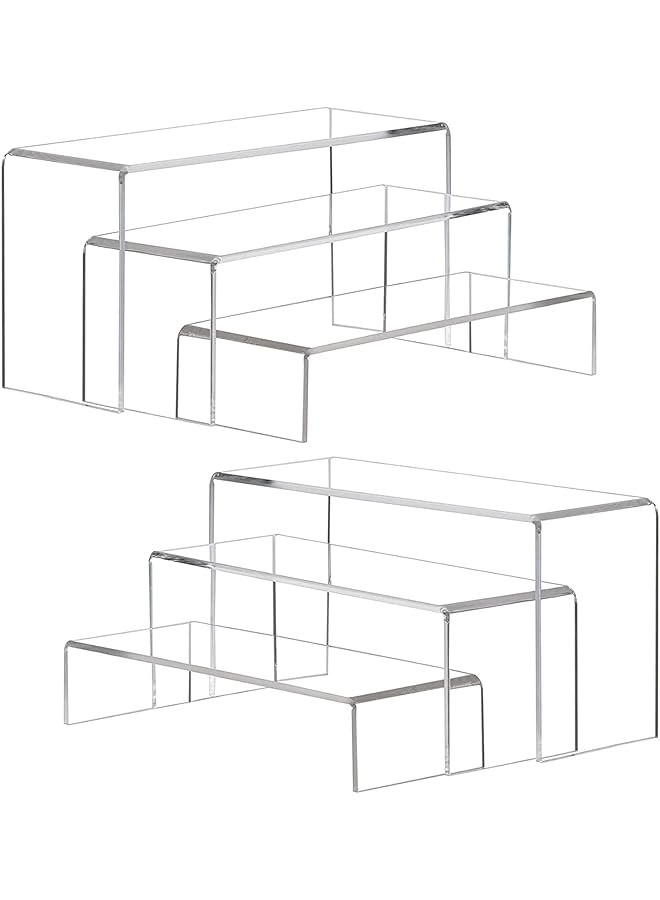 The Bros طقم من 2 حامل عرض أكريليك كبير لتنظيم وتزيين المكتب - Image 1