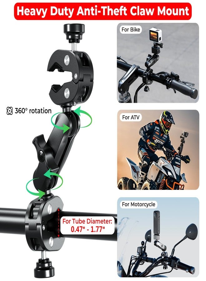 VAZESWIN Aluminum Alloy Motorcycle Camera Mount Kit for GoPro Insta360 DJI, 360° Rotating Heavy-Duty Bike Handlebar Anti-Theft Clamp Mount with Extendable Selfie Stick for Motorcycle Bike ATV UTV - Image 4