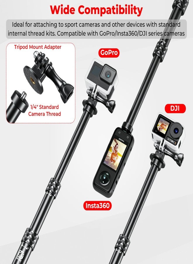 VAZESWIN Aluminum Alloy Motorcycle Camera Mount Kit for GoPro Insta360 DJI, 360° Rotating Heavy-Duty Bike Handlebar Anti-Theft Clamp Mount with Extendable Selfie Stick for Motorcycle Bike ATV UTV - Image 3