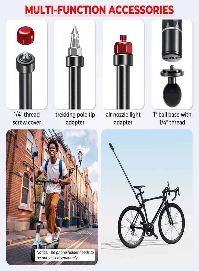 VAZESWIN Aluminum Alloy Motorcycle Camera Mount Kit for GoPro Insta360 DJI, 360° Rotating Heavy-Duty Bike Handlebar Anti-Theft Clamp Mount with Extendable Selfie Stick for Motorcycle Bike ATV UTV - Image 5