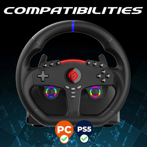 SUBSONIC Superdrive 270 GT5 Steering Wheel PS5 Racing Wheel with Dual Sticks LED Pedals and Paddle shifters 27 cm Diameter 270 Rotation For PS5 and PC Black - Image 3