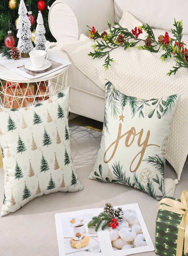 ASPMIZ Christmas Pillow Covers 18 x 18 Inch Set of 4, Winter Christmas Tree Holiday Throw Pillowcases Outdoor Indoor, Linen Pillow Cases Throw Cushion Cover for Couch Sofa Bed Living Room, Home Decor - Image 4