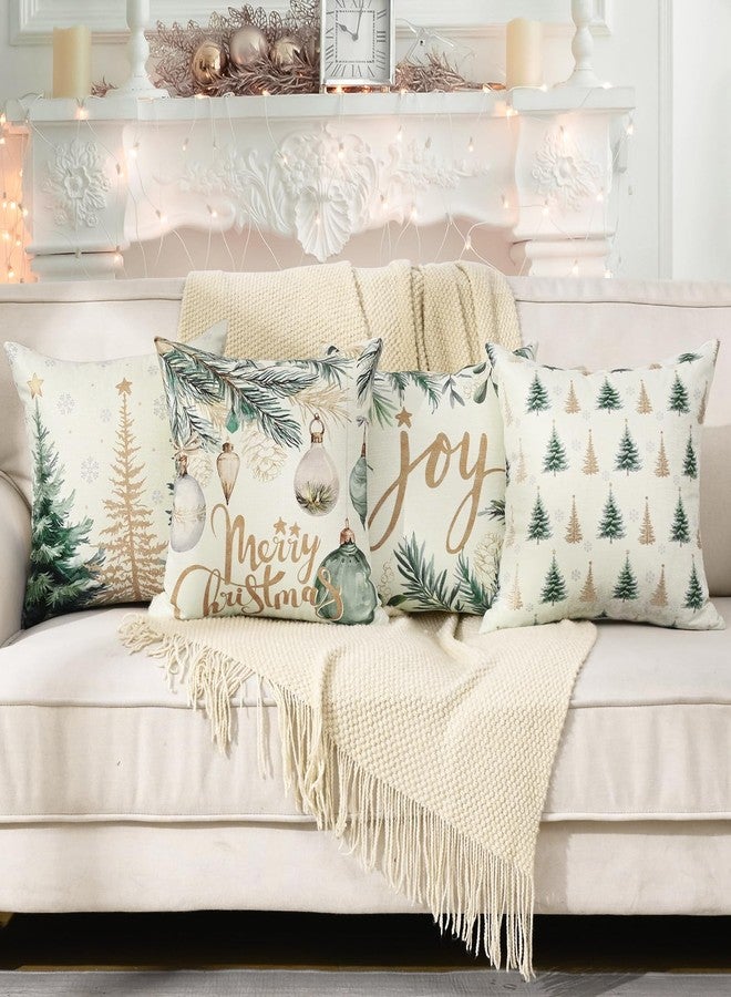 ASPMIZ Christmas Pillow Covers 18 x 18 Inch Set of 4, Winter Christmas Tree Holiday Throw Pillowcases Outdoor Indoor, Linen Pillow Cases Throw Cushion Cover for Couch Sofa Bed Living Room, Home Decor - Image 5