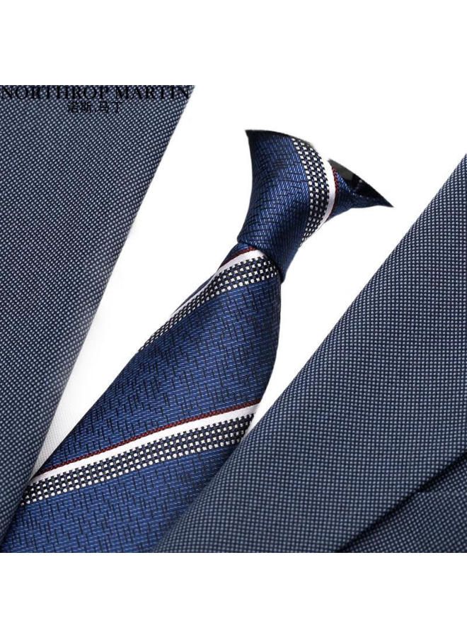 Northrop Martin Men'S Silk Tie Business Suit Blue Striped Groom Wedding Handmade College Style Fd1019 - Image 3