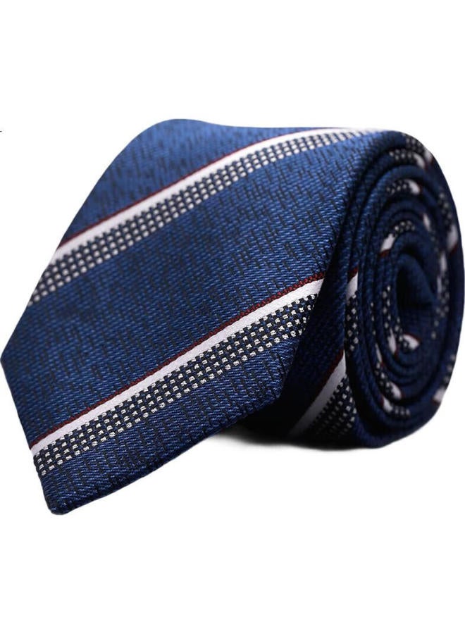 Northrop Martin Men'S Silk Tie Business Suit Blue Striped Groom Wedding Handmade College Style Fd1019 - Image 1