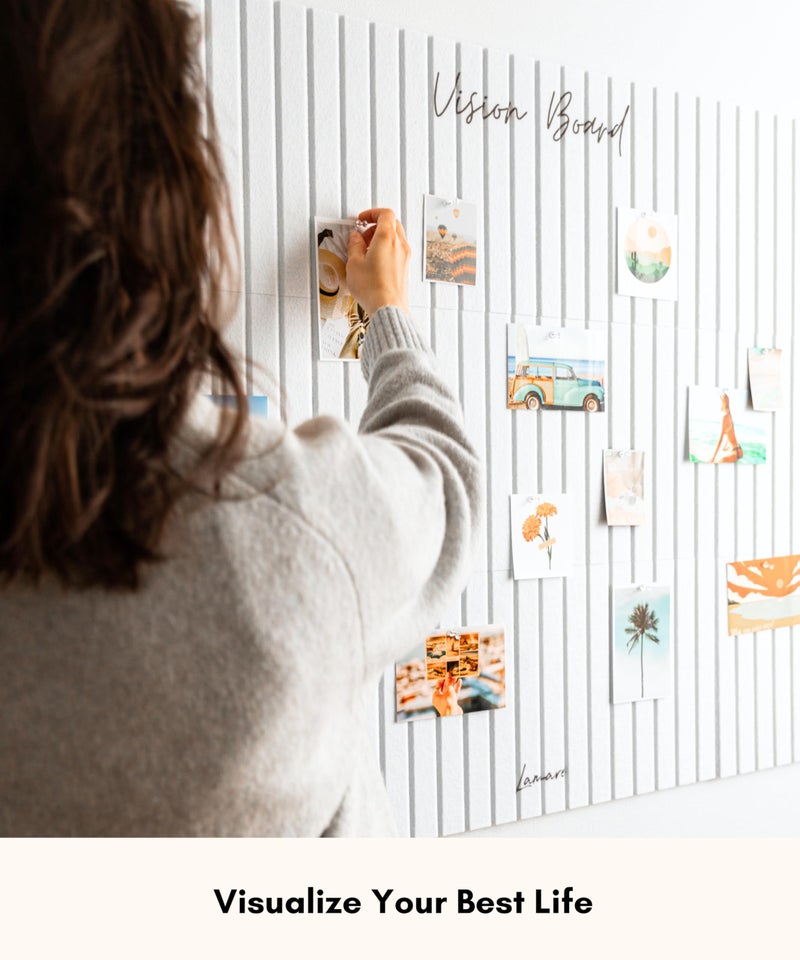 Lamare Vision Board for Wall - Aesthetic Felt Bulletin Board Tiles with Pins & Adhesive Tabs, Collage Board - Minimalist Dream Board for DIY Vision Board Supplies for Women - Image 5