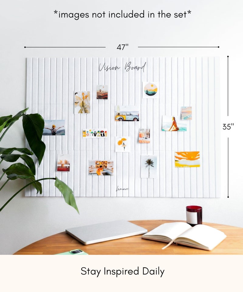 Lamare Vision Board for Wall - Aesthetic Felt Bulletin Board Tiles with Pins & Adhesive Tabs, Collage Board - Minimalist Dream Board for DIY Vision Board Supplies for Women - Image 2