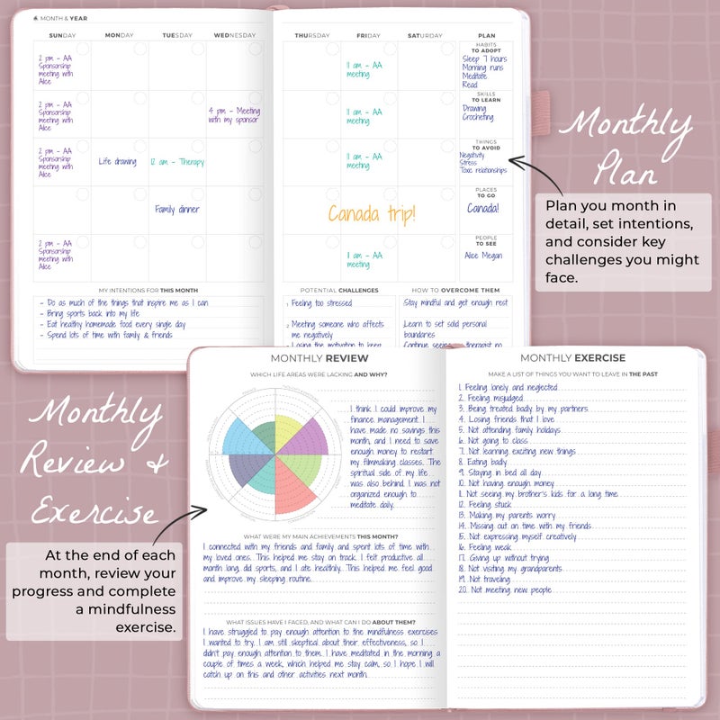 Clever Fox Addiction Recovery Journal â€“ Addiction Treatment Planner & Workbook â€“ Daily Sobriety Journal for Recovery Progress, A5 (Rose Gold) - Image 4