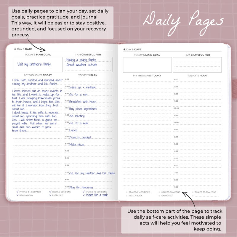 Clever Fox Addiction Recovery Journal â€“ Addiction Treatment Planner & Workbook â€“ Daily Sobriety Journal for Recovery Progress, A5 (Rose Gold) - Image 3
