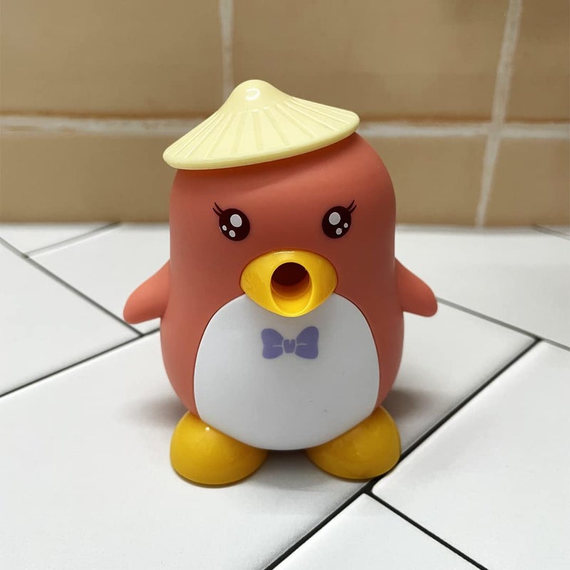 Shoppersduniya Shoppersduniya Cute Cartoon Penguin Shaped Pencils/Pencil Sharpener, Table Sharpener Machine School Stationary Gift for Kids Dust Compartment (Pack of 1, Random Color Red,Pink,Purple and Orange) - Image 5