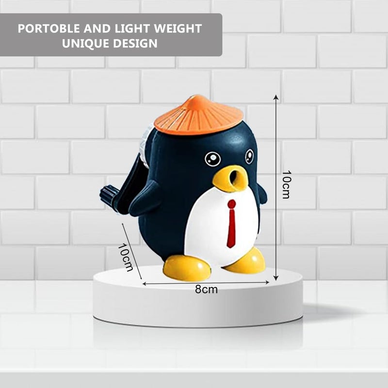 Shoppersduniya Shoppersduniya Cute Cartoon Penguin Shaped Pencils/Pencil Sharpener, Table Sharpener Machine School Stationary Gift for Kids Dust Compartment (Pack of 1, Random Color Red,Pink,Purple and Orange) - Image 3