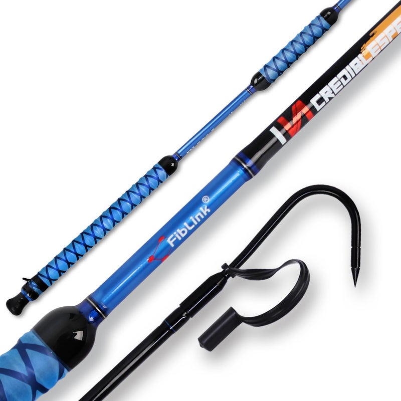 Fiblink Fishing Gaff Portable Fish Gaff with Stainless Steel Fishing Hook,Non-Slip Grip Handle and Fiberglass Shaft for Saltwater Offshore 3'/5'/6' (Length: 6') - Image 1