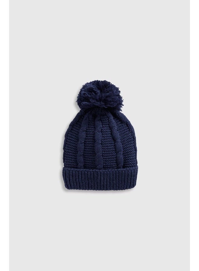 mothercare Navy Beanie Baby Hat  - Image 2