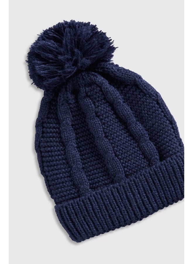 mothercare Navy Beanie Baby Hat  - Image 1