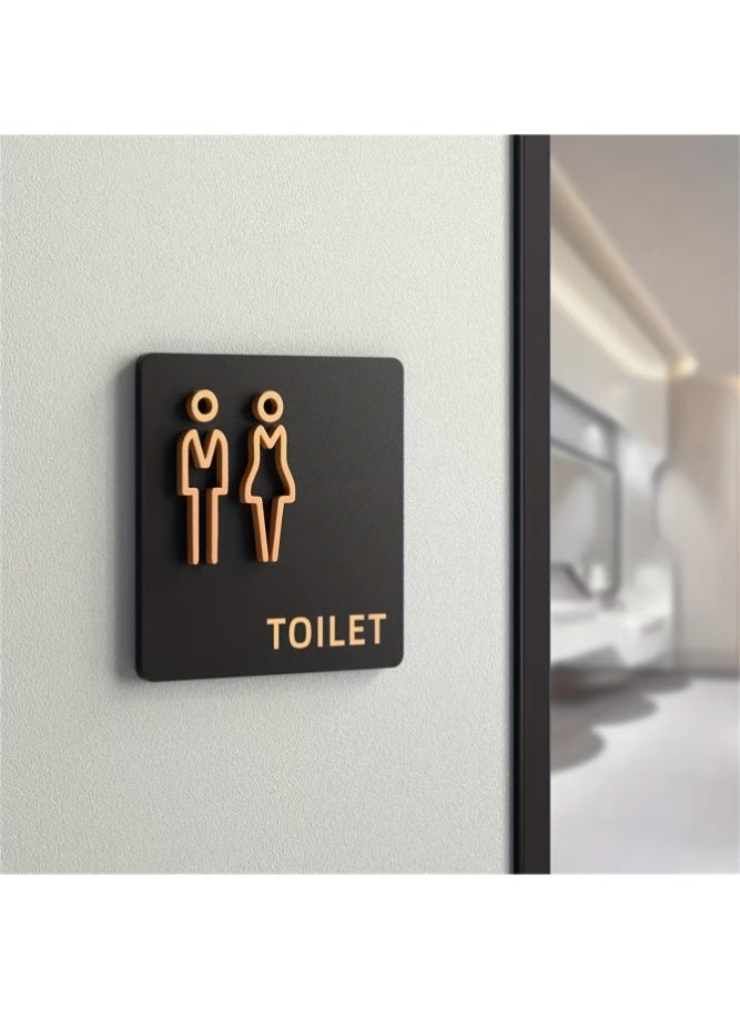 1pc Acrylic Bathroom Sign, Adhesive Backed for Door Installation, Plastic Surface Mounting, Men/Women Restroom/WC Symbol, Bathroom Identification, Stylish Creative Decorative Design, 3D Icon, Unisex Restroom Door Plate, 11.99*11.99cm - Image 2