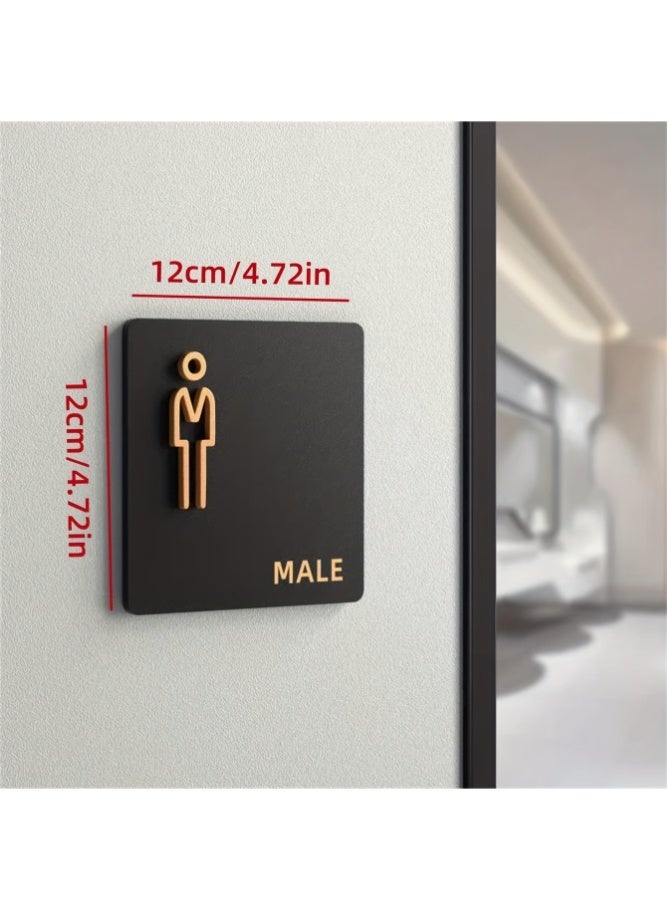 1pc Acrylic Bathroom Sign, Adhesive Backed for Door Installation, Plastic Surface Mounting, Men/Women Restroom/WC Symbol, Bathroom Identification, Stylish Creative Decorative Design, 3D Icon, Unisex Restroom Door Plate, 11.99*11.99cm - Image 3