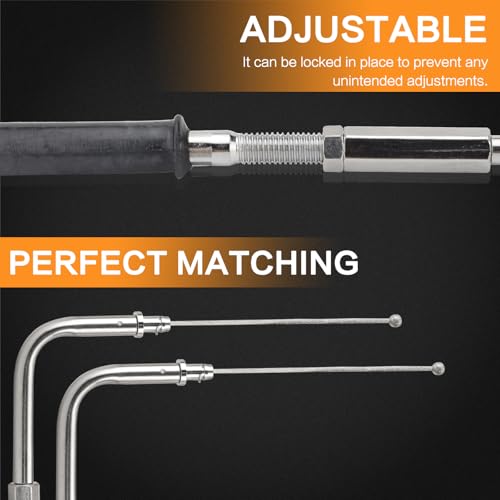 VG MOTO 51 Braided Throttle Idle Cable Kit Extention Stainless Steel Throttle Gas Cable Replacement for Harley Dyna Softail XL Sportster 883 1200 Fat Boy Heritage Road King - Image 3