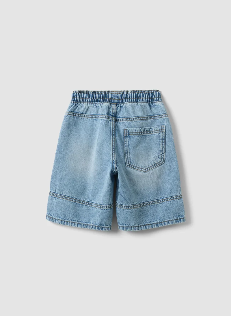 او في اس OVS Boysâ€™ Blue Denim Shorts In Pure Cotton, Regular Fit