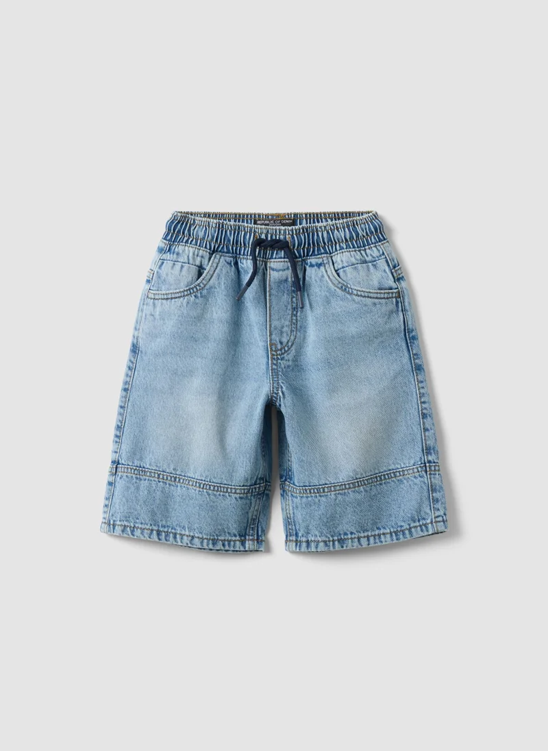 او في اس OVS Boysâ€™ Blue Denim Shorts In Pure Cotton, Regular Fit