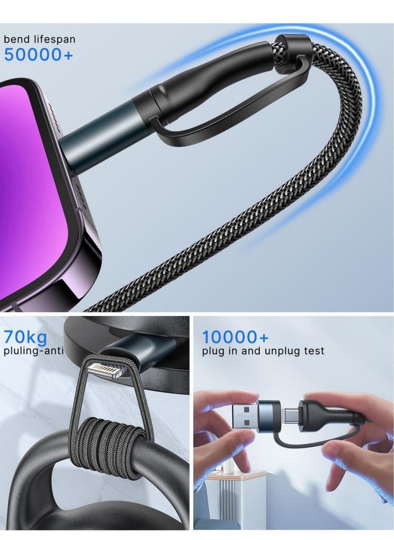 Rock Pow USB C Lightning Adapter Cable 120W USB C to USB C Adapter Cable 1.2m PD Fast Charging Cable 4 in 1 USB Multi Cable for iPhone 15 14 13 MacBook Pro 2023 iPad Mini 6 Samsung Galaxy S22 S21 S20  - Image 5