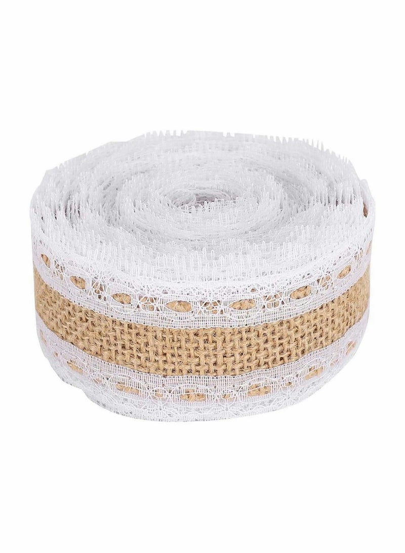 Excefore Lace Linen Roll With Pin Natural Multi-Purpose Lace Burlap Roll for Gift Wrap Wedding DIY Handmade Christmas Wedding Crafts Decoration Lace Arts and Crafts Burlap - 2 M 1 Roll - Image 4
