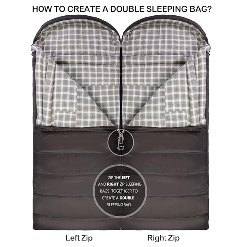 HiZYNICE Sleeping Bags for Adults Large Wide Cold Weather 0 Degree XL XXL Plus Size Oversized,Olive Brown Right Zip - Image 5