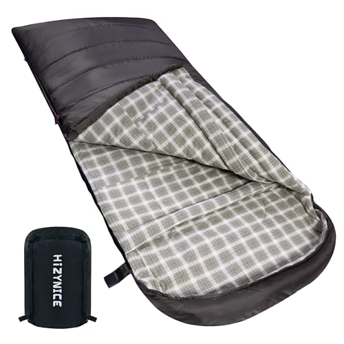 HiZYNICE Sleeping Bags for Adults Large Wide Cold Weather 0 Degree XL XXL Plus Size Oversized,Olive Brown Right Zip - Image 1