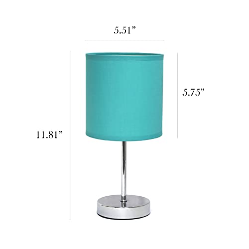 Simple Designs LT2007-BLU Chrome Mini Basic Table Lamp with Fabric Shade, Blue Turquoise - Image 4