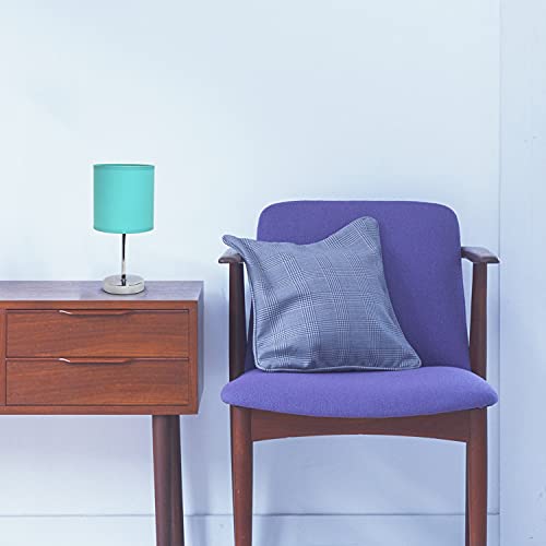 Simple Designs LT2007-BLU Chrome Mini Basic Table Lamp with Fabric Shade, Blue Turquoise - Image 5