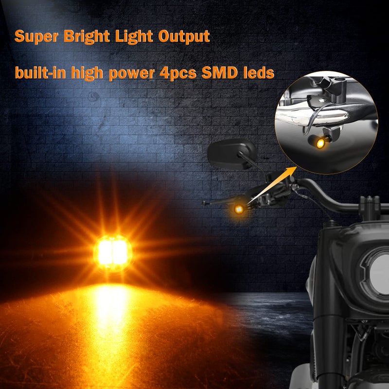 QUASCO Led Turn Signal Lights Universal Mini Size Blinkers Front Motorcycle Indicator Compatible with Harley Honda Kawasaki Suzuki Triumph Yamaha - Image 2