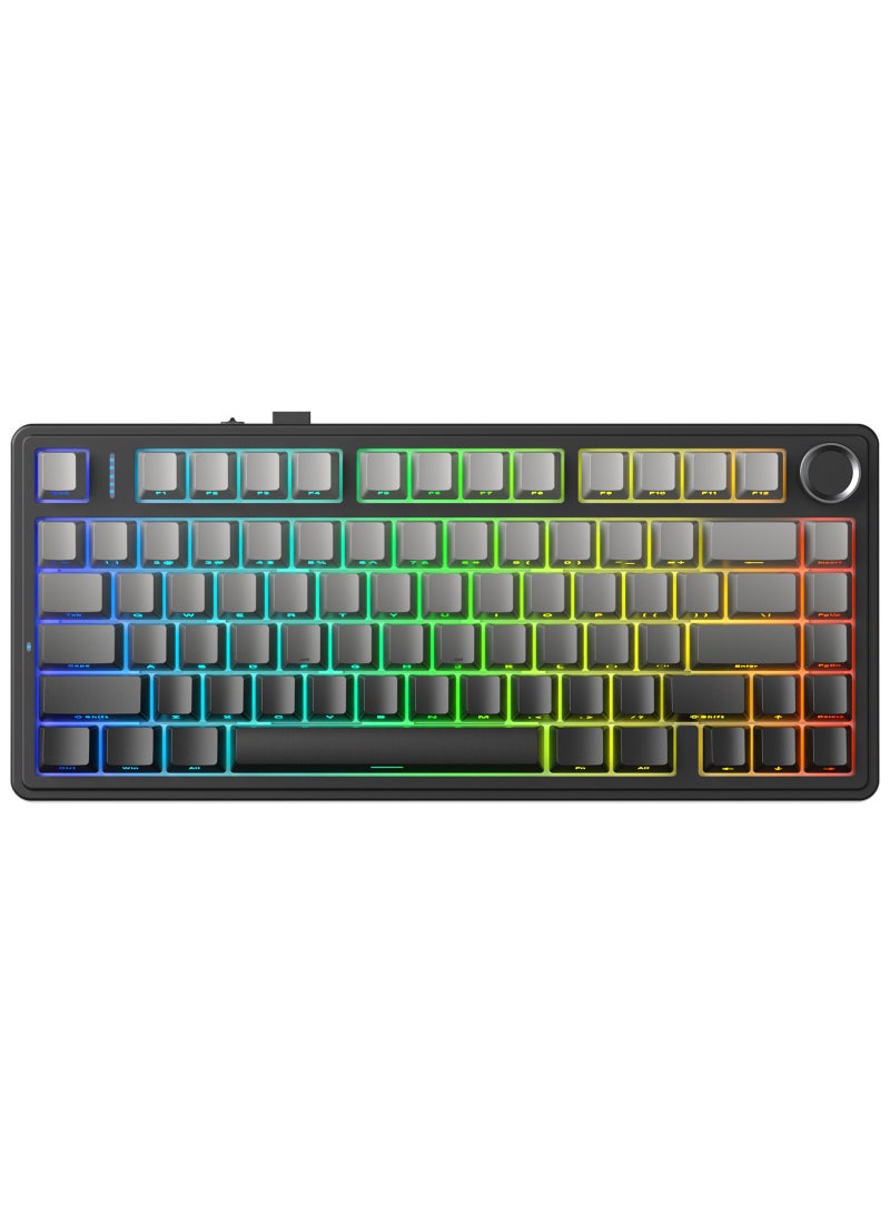 AULA F75 HE Gaming Keyboard with Magnetic Switches, 3-Mode, BT/2.4G/USB-C, 8000Hz Polling Rate, 4000mAh Battery, Supports DKS and SOCD, Adjustable Playback, Color (Black/Gray Gradient) - Image 1