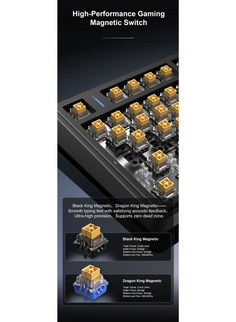 AULA F75 HE Gaming Keyboard with Magnetic Switches, 3-Mode, BT/2.4G/USB-C, 8000Hz Polling Rate, 4000mAh Battery, Supports DKS and SOCD, Adjustable Playback, Color (Black/Gray Gradient) - Image 5
