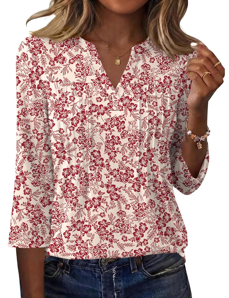 Rapbin Work Tops for Women Womens Spring Tops Womens Summer Blouses 2026 Fashion V Neck 3/4 Length Sleeve School Outfits for Teachers - Image 1