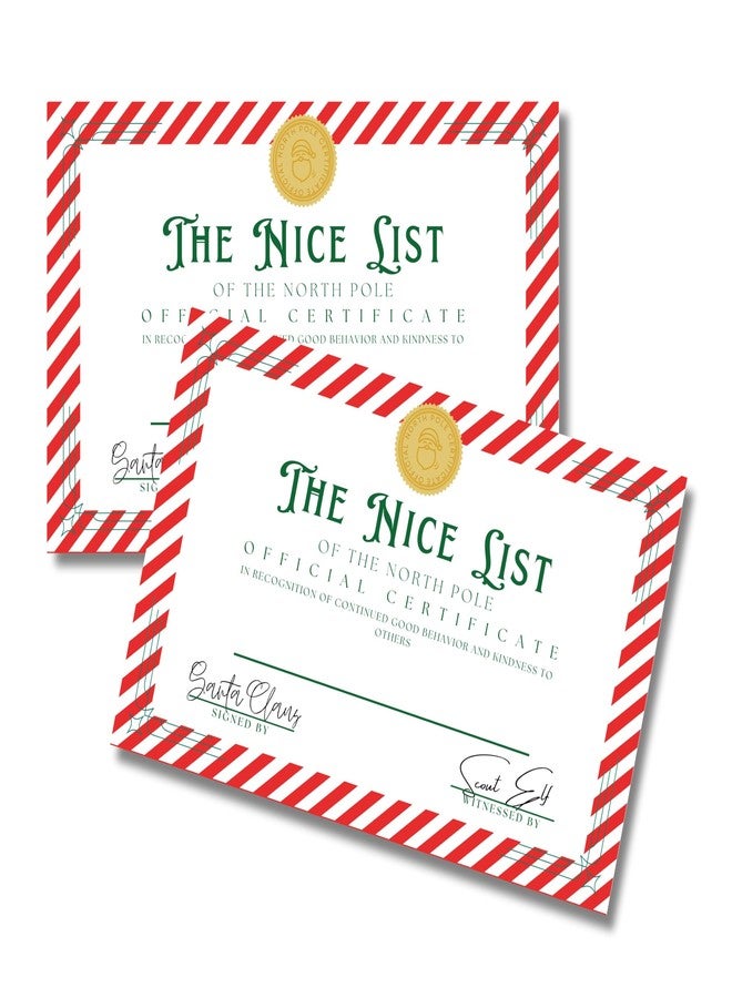 Lashicorn Official Nice List Certificate | 25pk | 5.5" x 8.5" Size | Christmas Holiday Naughty or Nice | North Pole Mail | Santa Cam | From Santa on Cardstock - Image 1